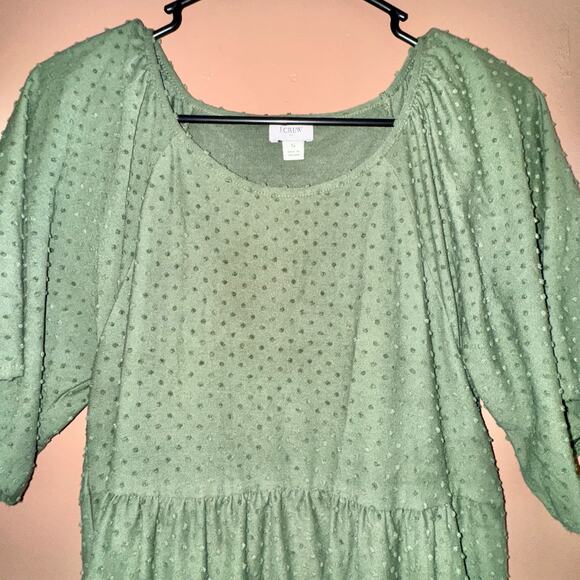 J. Crew Women's Midi Clip Dot Tiered Olive Green Dress - Small - Picture 8 of 9